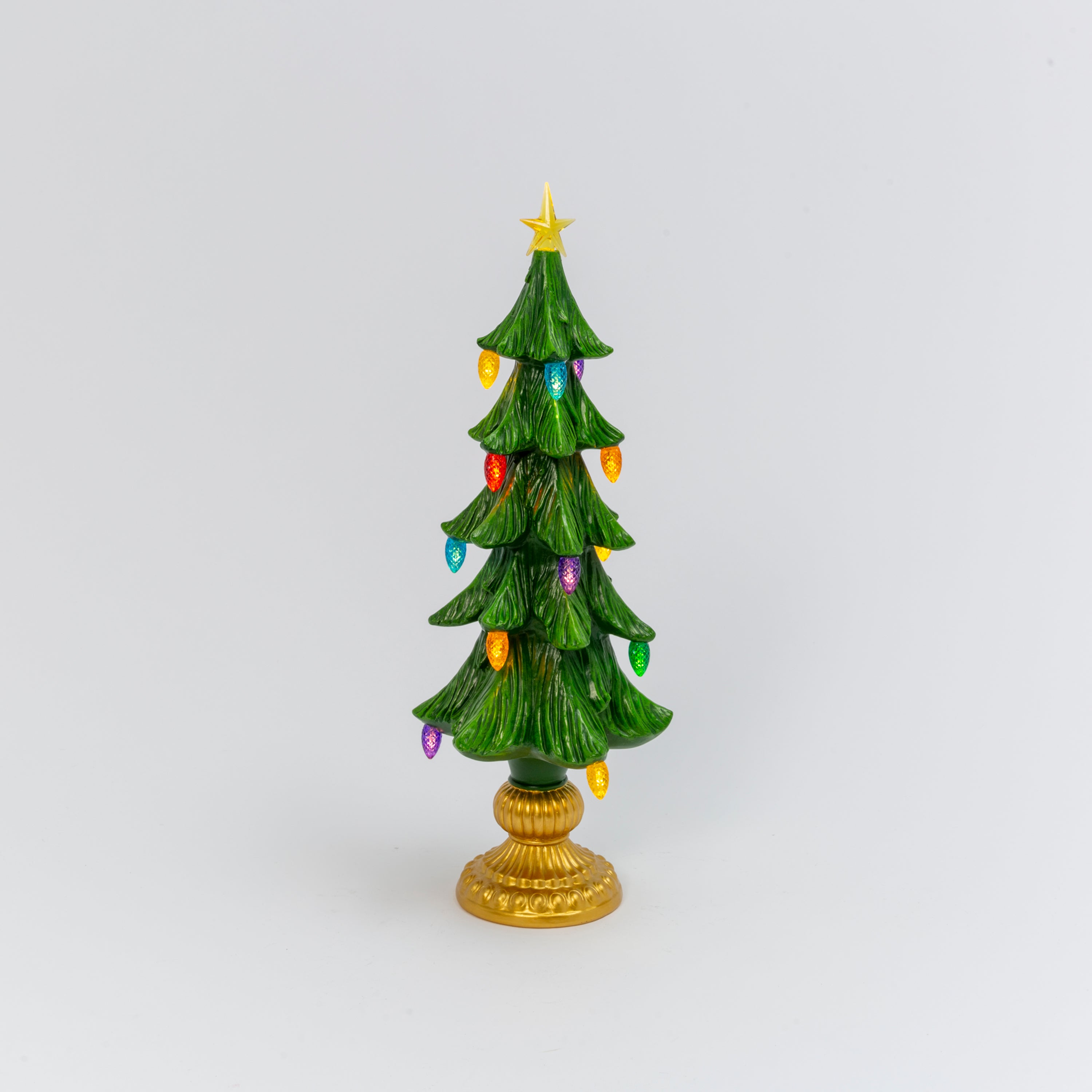 Lighted Green Traditional Christmas Tree, Battery Operated